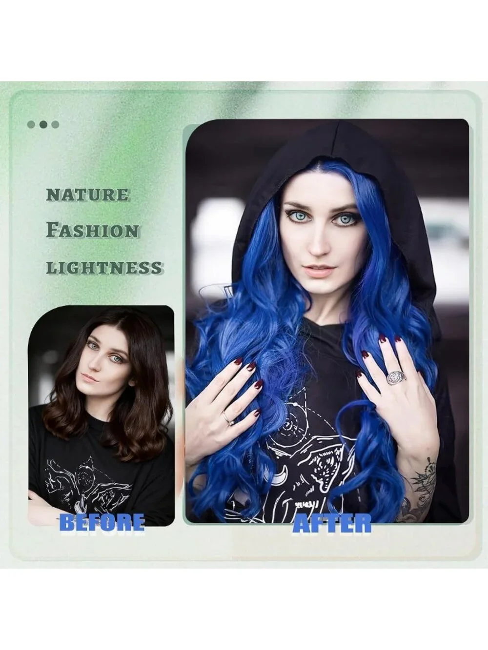 Women's Blue 26 Inch Natural Synthetic Modern Long Curly Wavy Fiber Wigs